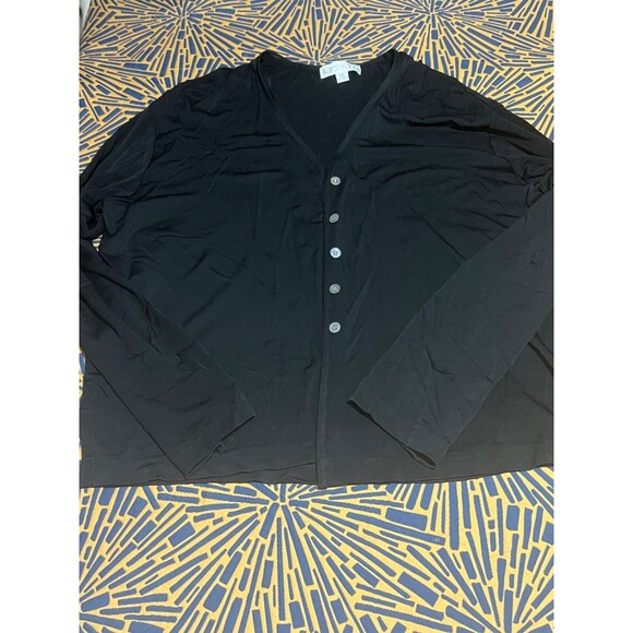 Karen Kane Sweaters - Karen Kane Womens Cardigan M Medium Black Sweater Button Up V Neck Shinny
